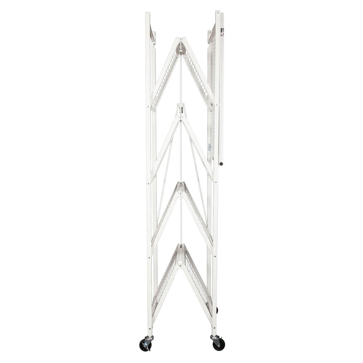 Origami 2 Pack Large Wheeled 5-Shelf Folding Steel Wire Shelving Rack, White - VMInnovations