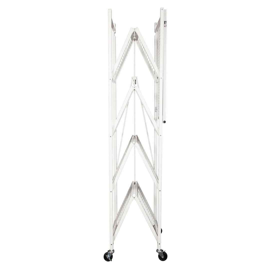 Origami Large Wheeled 5-Shelf Folding Steel Wire Shelving, White (21"x36"x78")