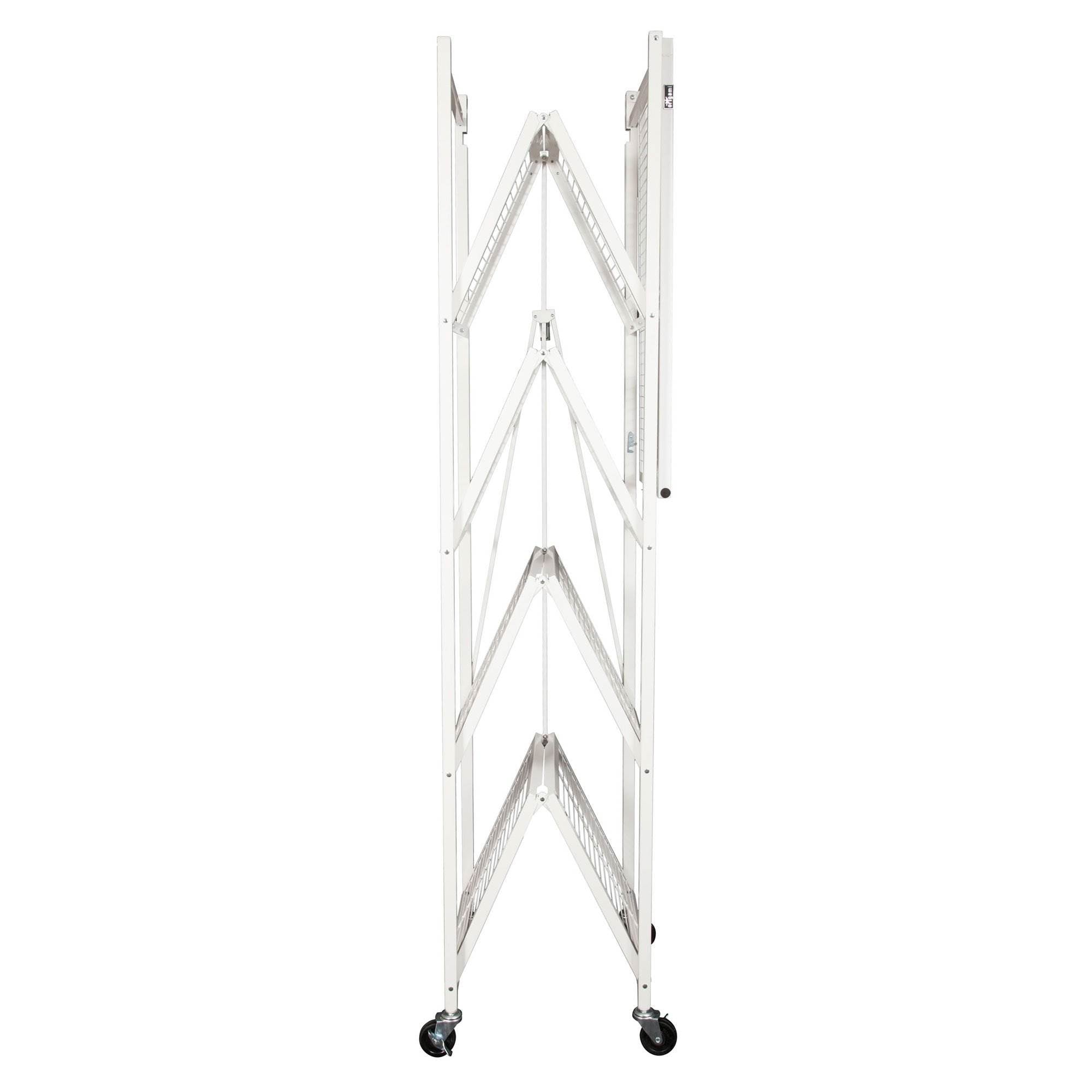 Origami Large Wheeled 5-Shelf Folding Steel Wire Shelving, White (Used) - VMInnovations