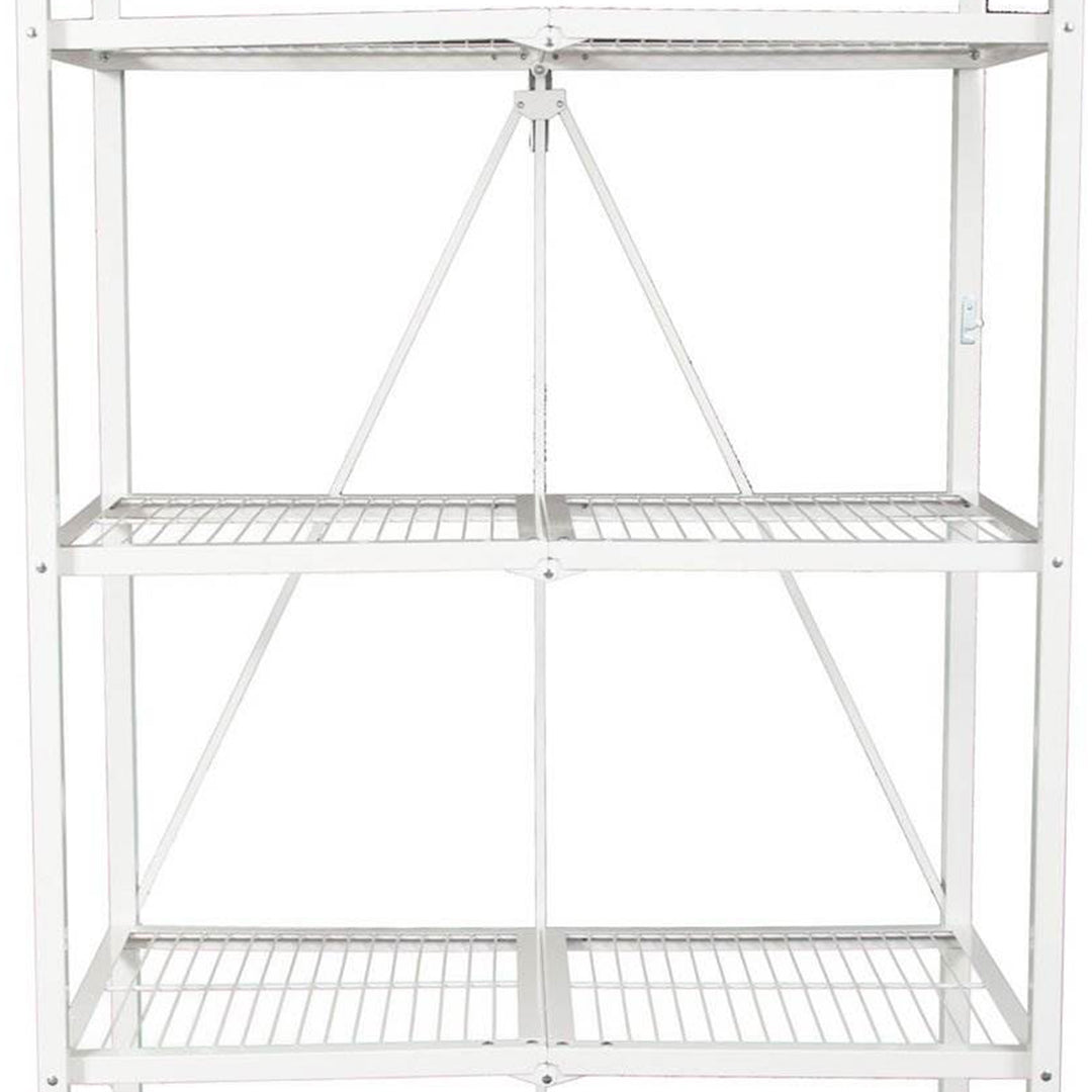 Origami Large Wheeled 5-Shelf Folding Steel Wire Shelving, White (21"x36"x78")