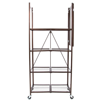 Origami Large Wheeled 5-Shelf Folding Steel Wire Shelving, Bronze (Used) - VMInnovations