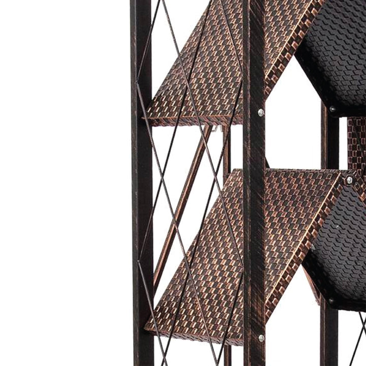 Origami 6 Tier Classic Stamped Steel Bookcase Organizer Rack, Bronze (Open Box)