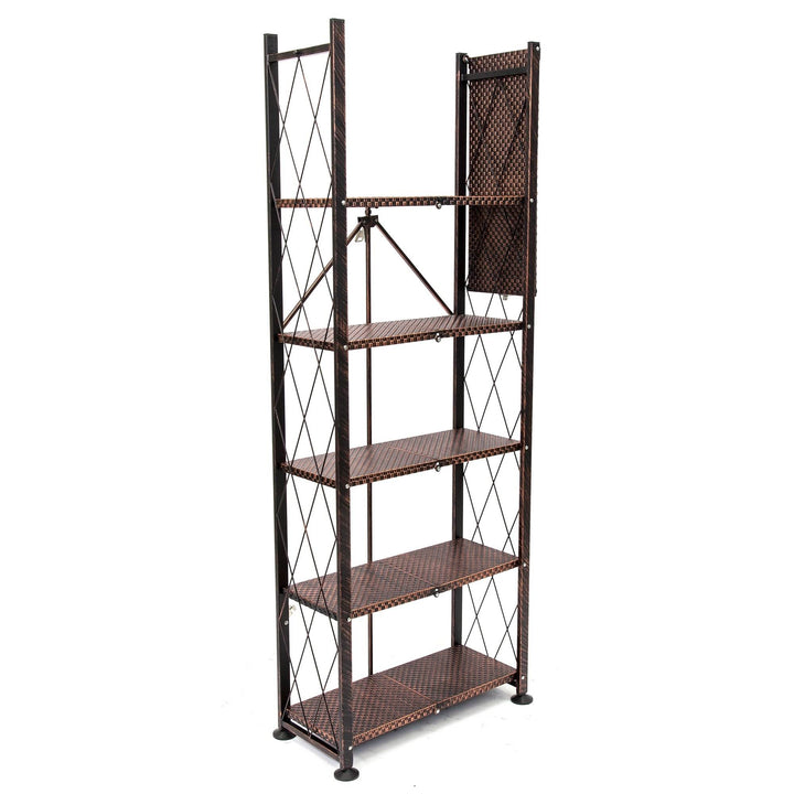 Origami 6 Tier Classic Stamped Steel Bookcase Organizer Rack, Bronze (Open Box)