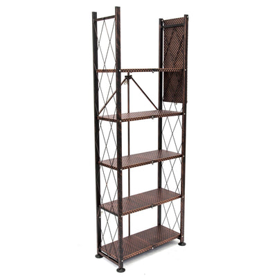 Origami 6 Tier Classic Stamped Steel Bookcase Organizer Rack, Bronze (Open Box)