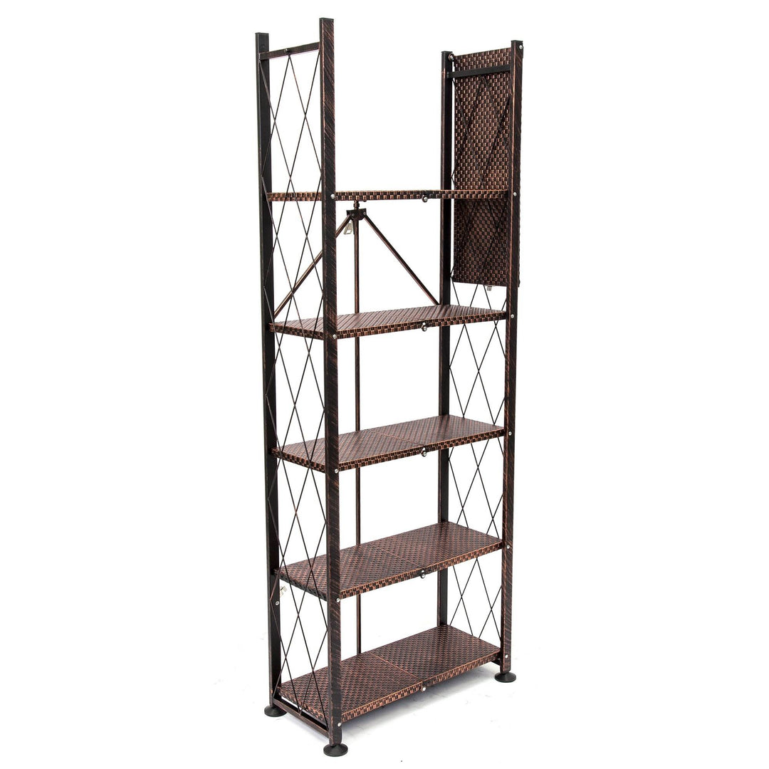Origami 6 Tier Classic Stamped Steel Bookcase Organizer Rack, Bronze (Open Box) - VMInnovations