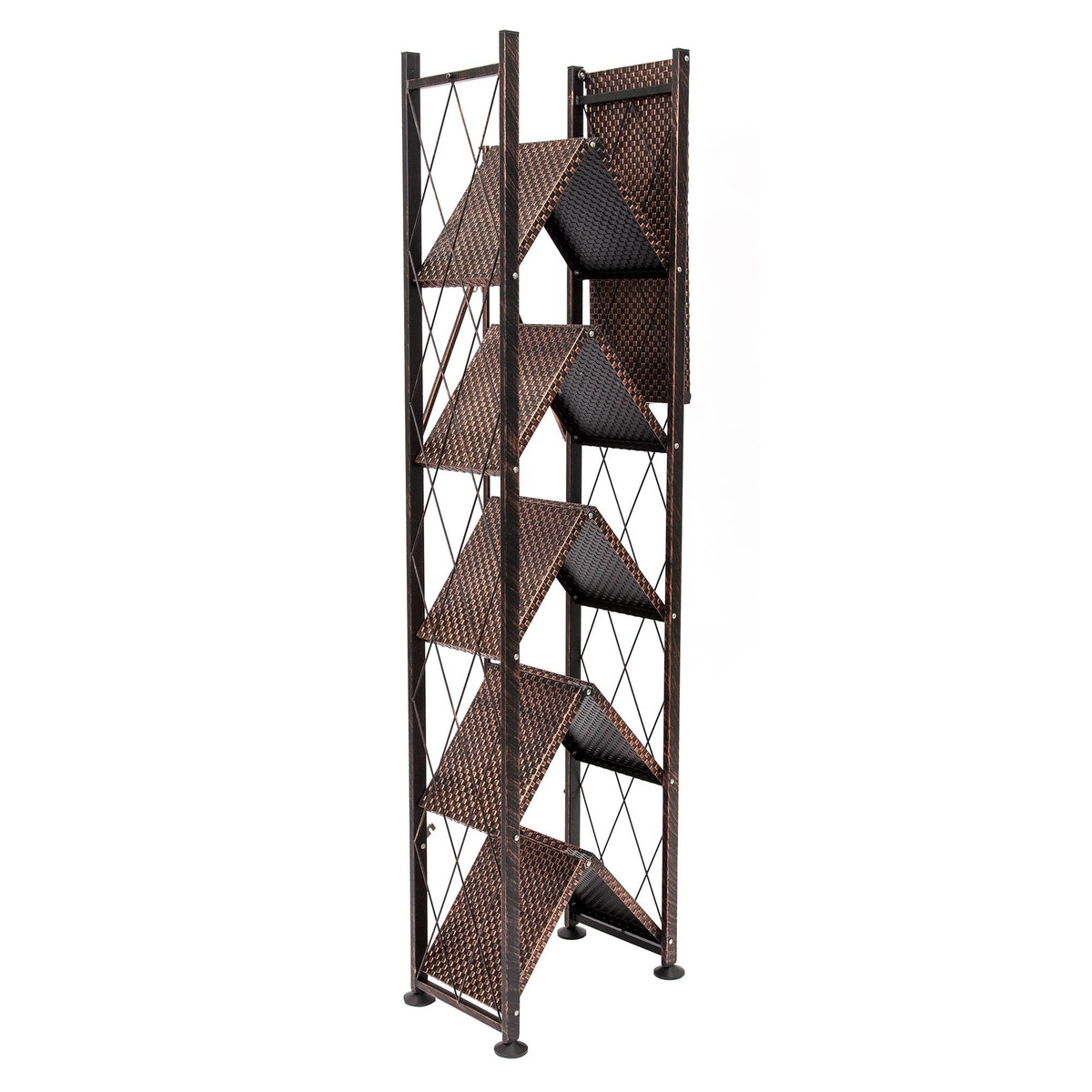 Origami 6 Tier Classic Steel Bookcase Organizer Storage Rack, Bronze (For Parts)