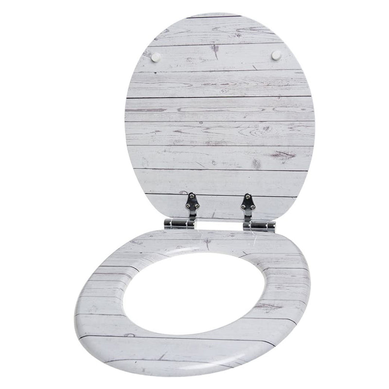 117 Round Soft Close Molded Wooden Adjustable Toilet Seat, Timber Design (Used)