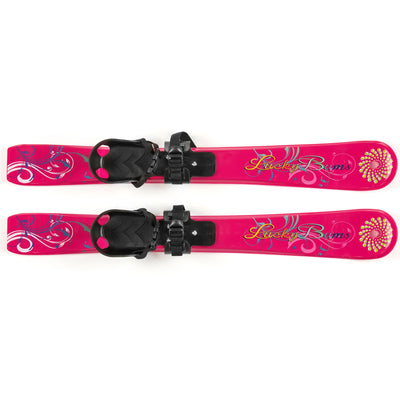 Lucky Bums Kids Beginner Plastic Snow Skis Adjustable Bindings, Pink (Open Box)