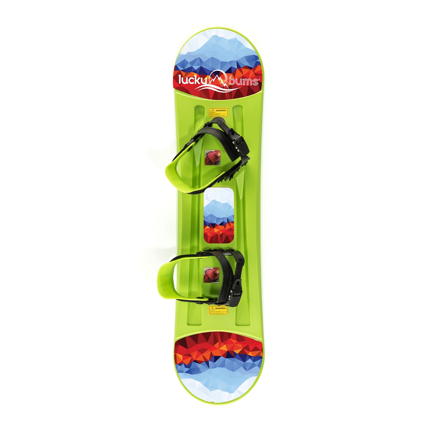 Lucky Bums 120CM Youth Snow Kids Plastic Snowboard w/ Adjustable Bindings, Green - VMInnovations
