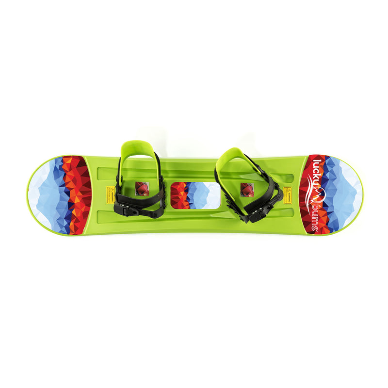 Lucky Bums 120CM Youth Kids Plastic Snowboard w/ Adjustable Bindings (Open Box)