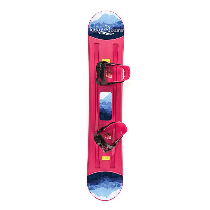 Lucky Bums 95cm Youth Kids Plastic Snowboard with Adjustable Bindings, Pink