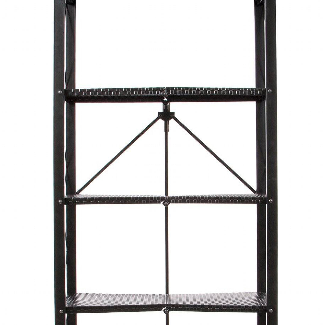 Origami 6 Tier Classic Stamped Steel Bookcase Organizer Storage Rack, Black