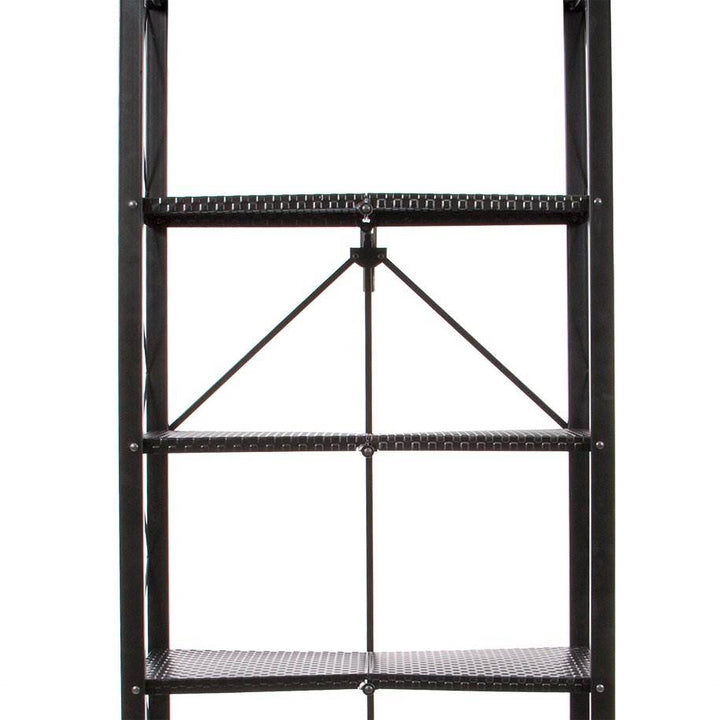 Origami 6 Tier Classic Stamped Steel Bookcase Organizer Storage Rack, Black