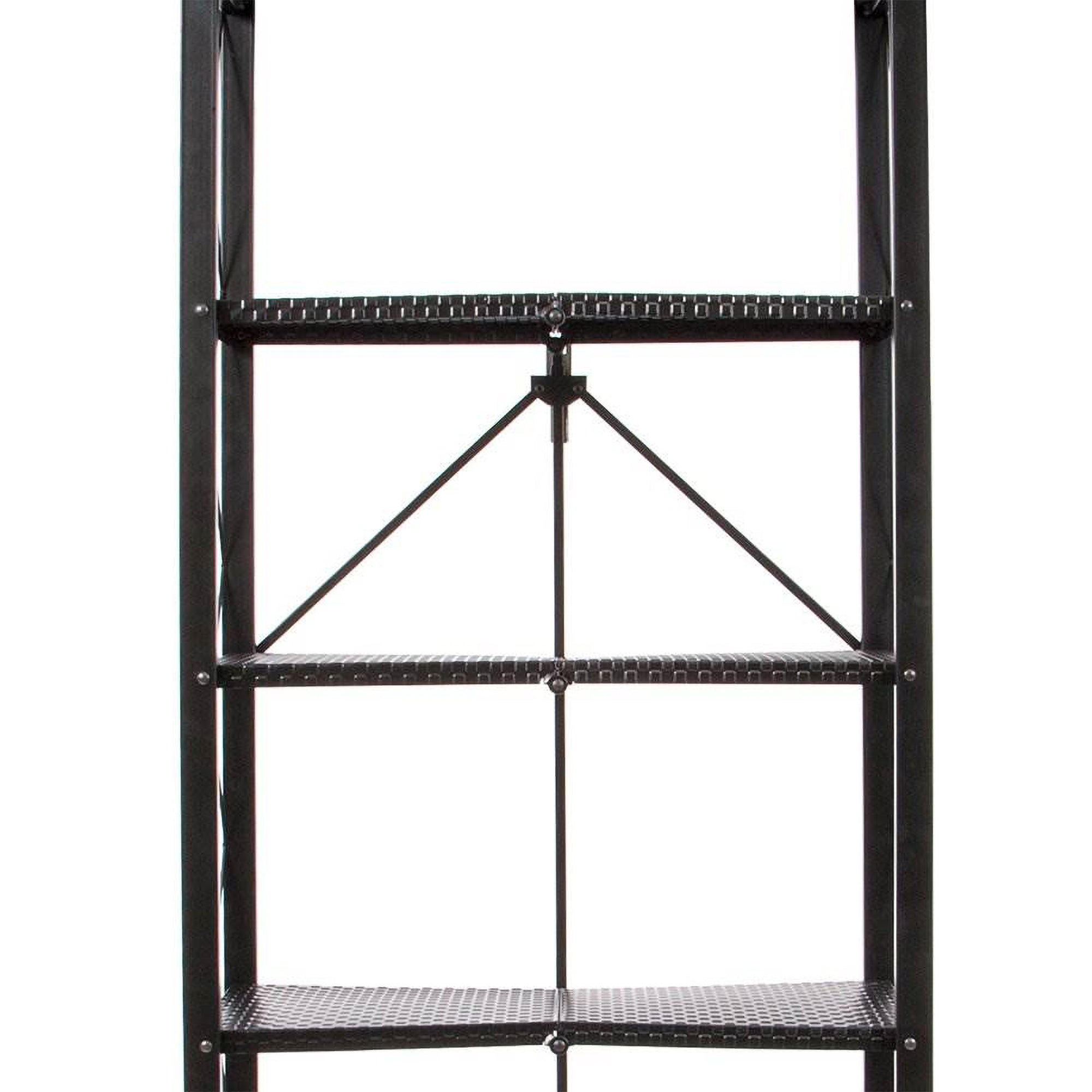 Origami 6 Tier Classic Stamped Steel Bookcase Organizer Rack, Black (Open Box)