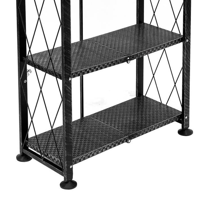 Origami 6 Tier Classic Stamped Steel Bookcase Organizer Storage Rack, Black