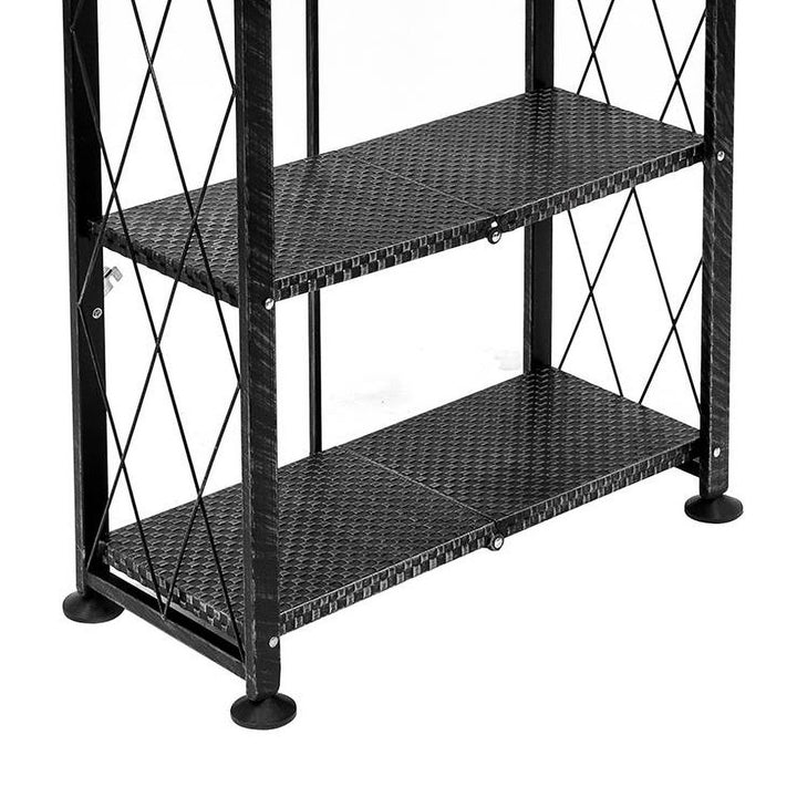 Origami 6 Tier Classic Stamped Steel Bookcase Organizer Rack, Black (Open Box)