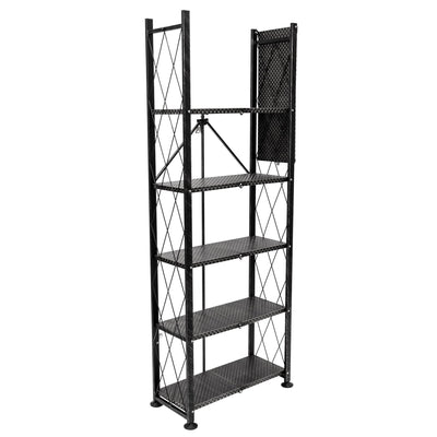 Origami 6 Tier Classic Steel Bookcase Organizer Storage Rack, Black (2 Pack)