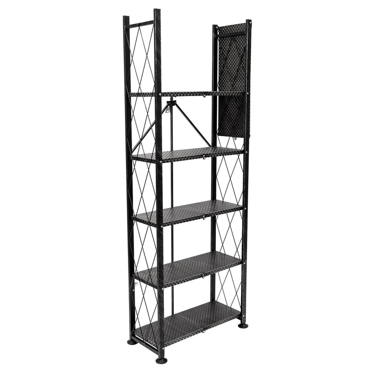 Origami 6 Tier Classic Stamped Steel Bookcase Organizer Rack, Black (Open Box)