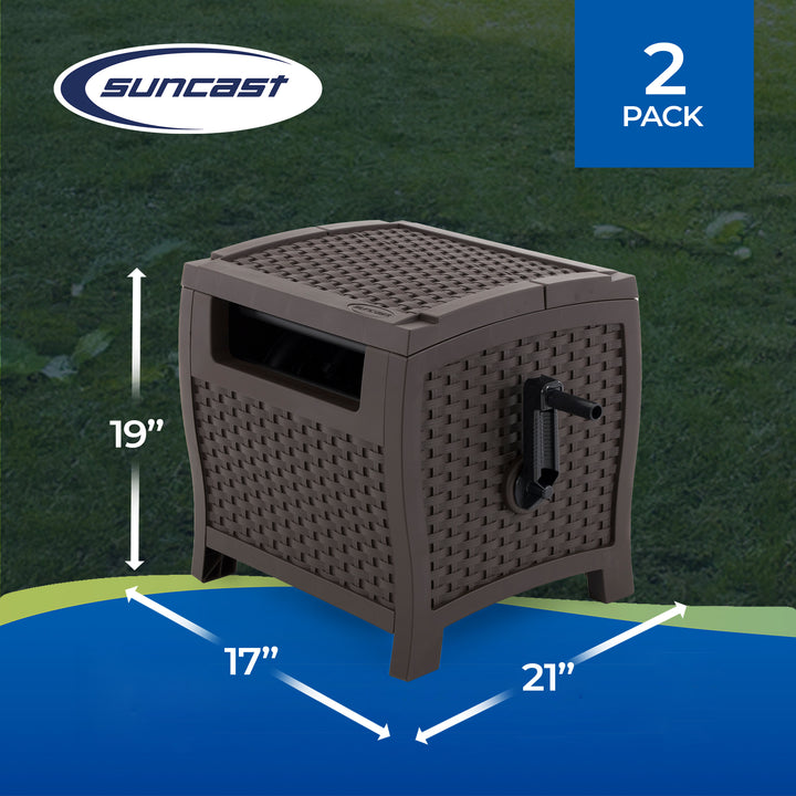 Suncast 175 Foot Slide Trak Outdoor Garden Water Hose Hideaway, Mocha (2 Pack) - VMInnovations