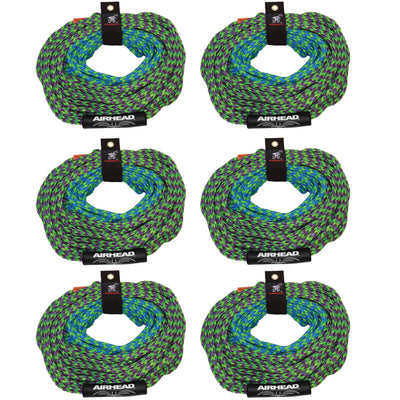 Airhead Boat 2 Section Tube 50-60 Foot Tow Rope for 4 Rider Towables (6 Pack)