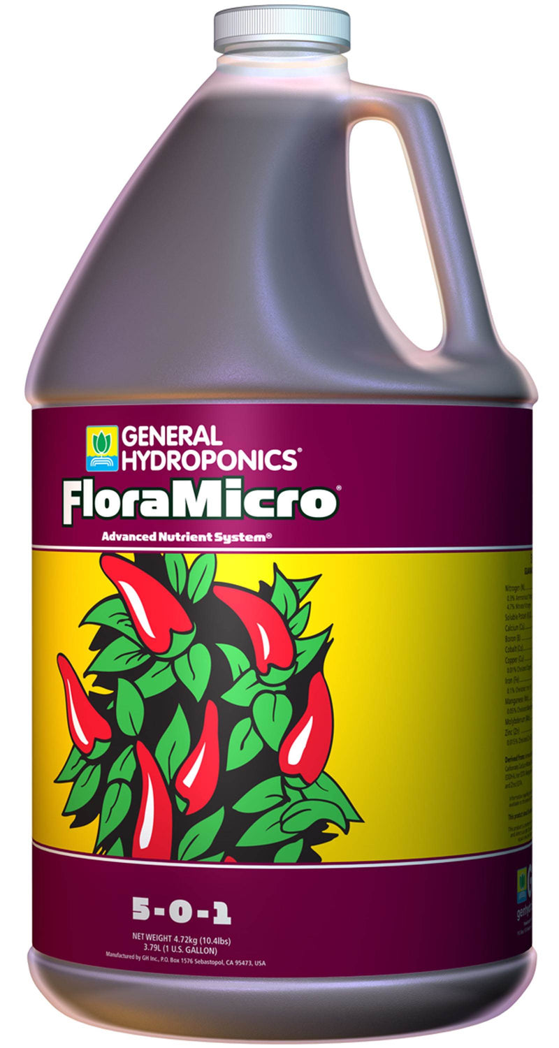 General Hydroponics FloraMicro Liquid Plant Grow Formula, 1 Gallon (4 Pack)