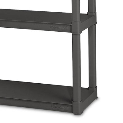 Sterilite 4 Shelf Durable Solid Surface Shelving Unit, Flat Gray (12 Pack)
