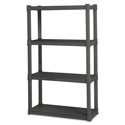 Sterilite 4 Shelf Durable Solid Surface Shelving Unit, Flat Gray (12 Pack)