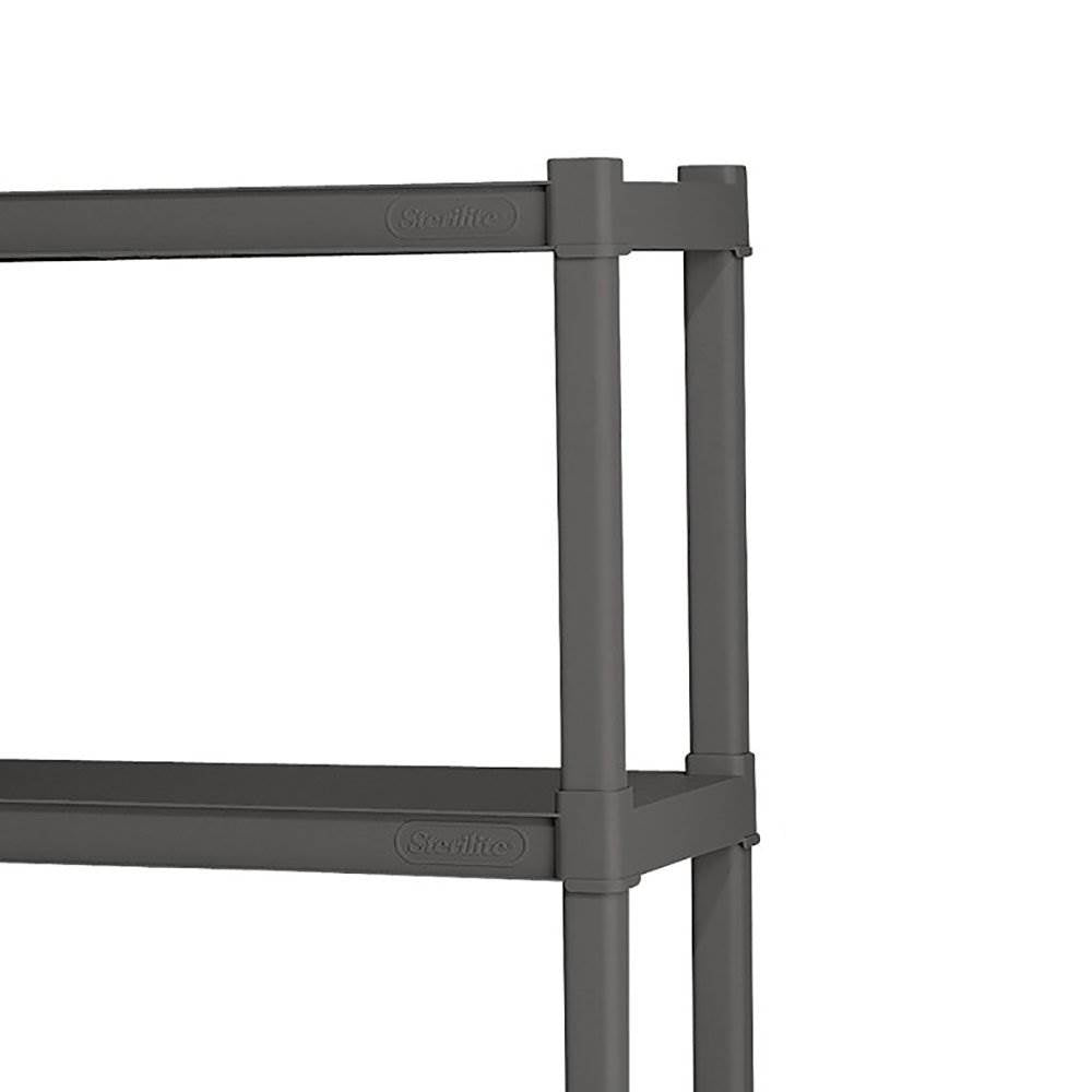 Sterilite 4 Shelf Durable Solid Surface Shelving Unit, Flat Gray (12 Pack)