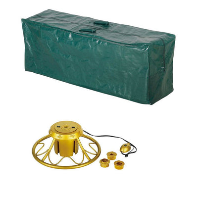 Home Heritage Artificial Tree Storage Container and Golden Rotating Tree Stand