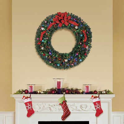 Home Heritage LED Lit Christmas Wreath and Entry Way Artificial Christmas Tree