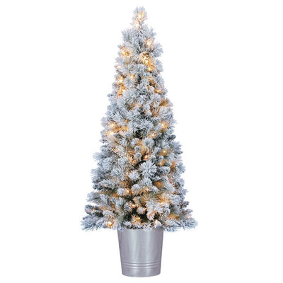 Home Heritage LED Christmas Wreath and 2 Entry Way Artificial Christmas Trees