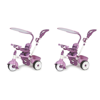 Little Tikes 4 in 1 Basic Parent Push Kid Powered Adjustable Trike Pink (2 Pack)