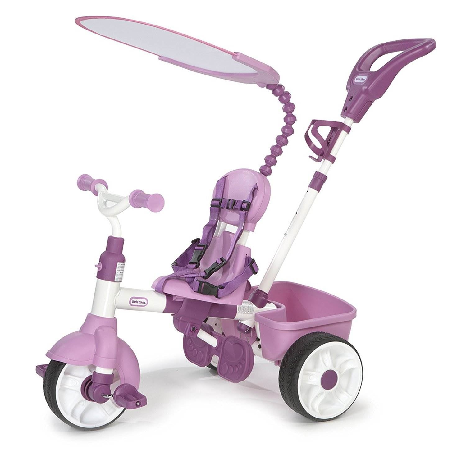 Little Tikes 4 in 1 Basic Parent Push Kid Powered Adjustable Trike Pink (2 Pack)