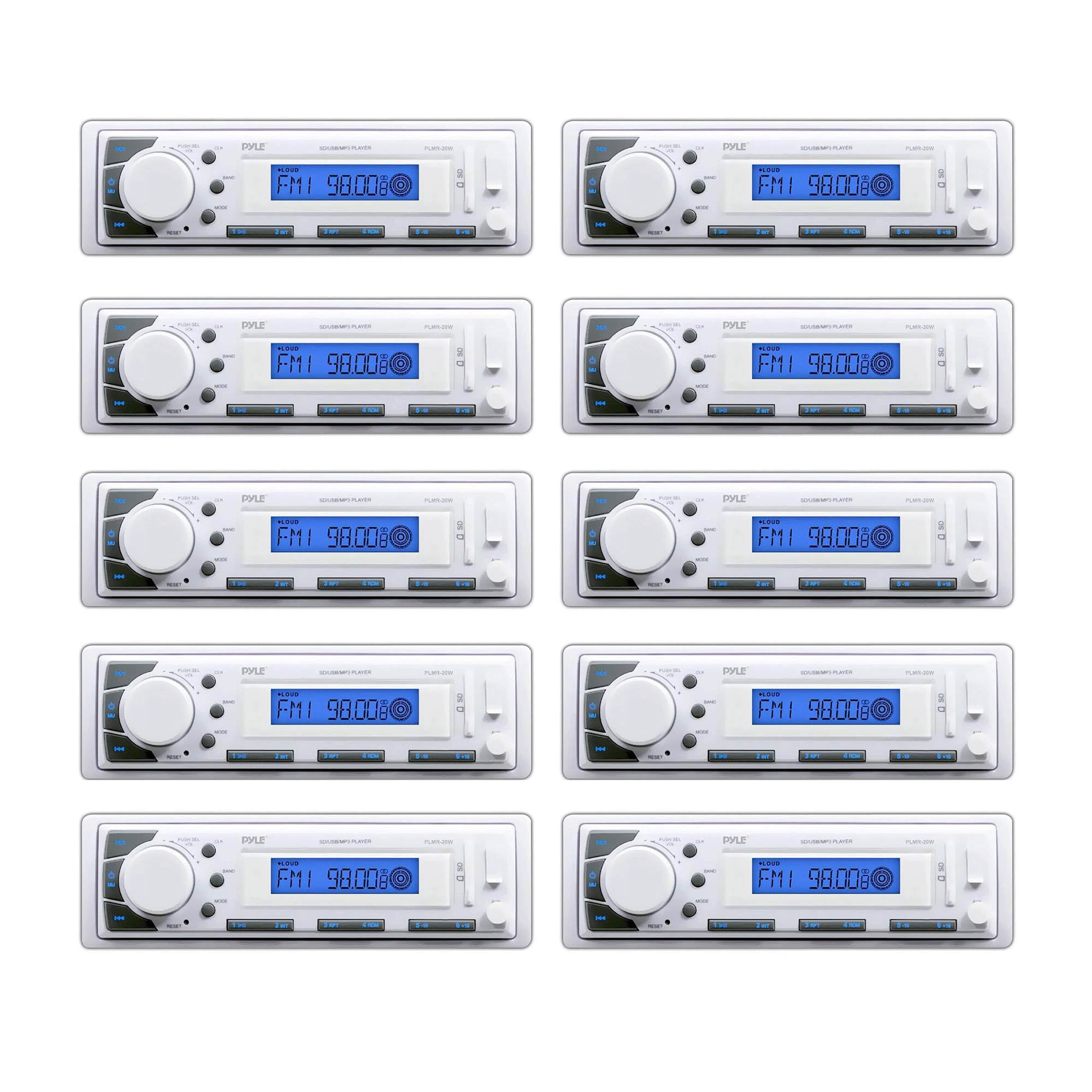 Pyle In-Dash Marine iPod/MP3 SD/USB Memory Readers Receiver Player (10 Pack)
