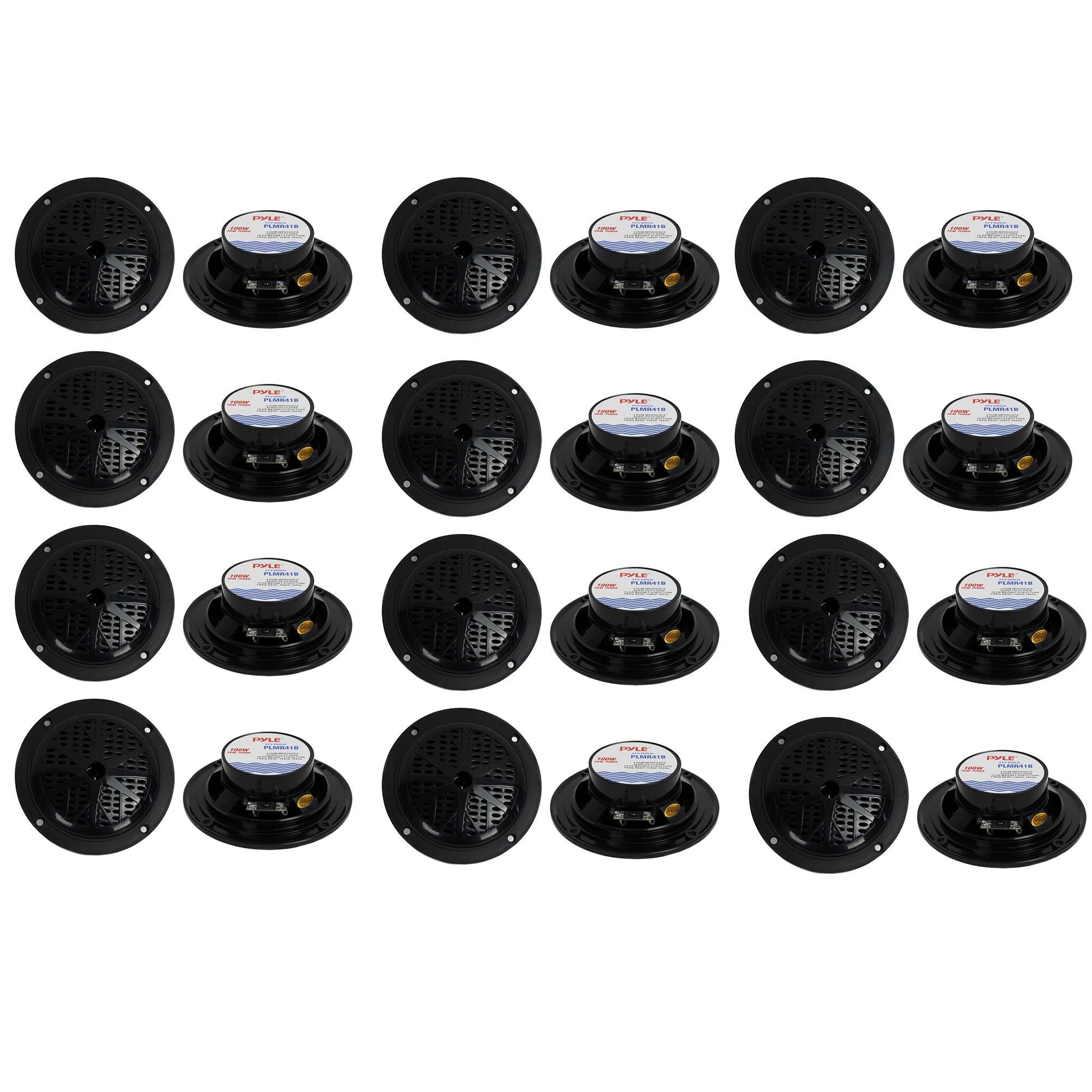 Pyle PLMR41B 4" 100W Dual Cone Waterproof Marine Boat Stereo Speakers (12 Pack)