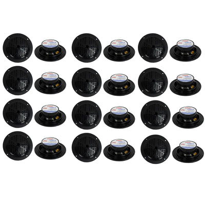 Pyle PLMR41B 4" 100W Dual Cone Waterproof Marine Boat Stereo Speakers (12 Pack)