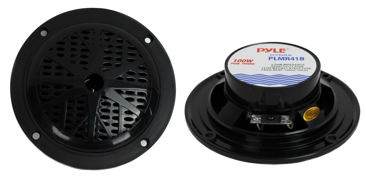 Pyle PLMR41B 4" 100W Dual Cone Waterproof Marine Boat Stereo Speakers (12 Pack)