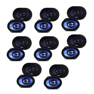 Pyle PL683BL 6x8" 360 Watt 3-Way Car Coaxial Audio Speakers Stereo (8 Pack)