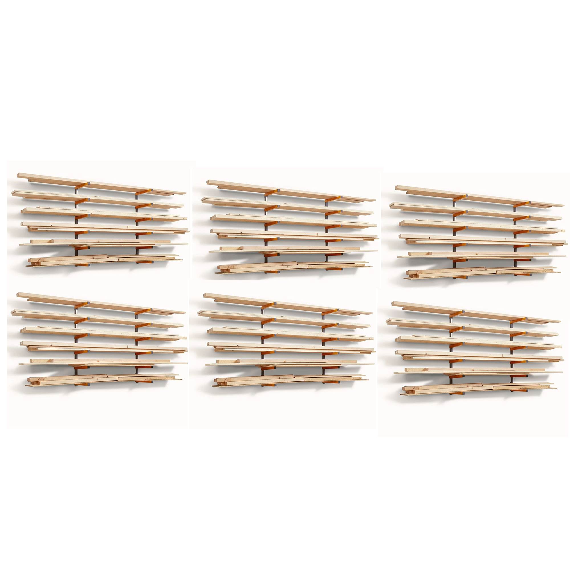 Portamate 6 Shelf 600 Pound Capacity Lumber Storage Organizer Rack (6 Pack)