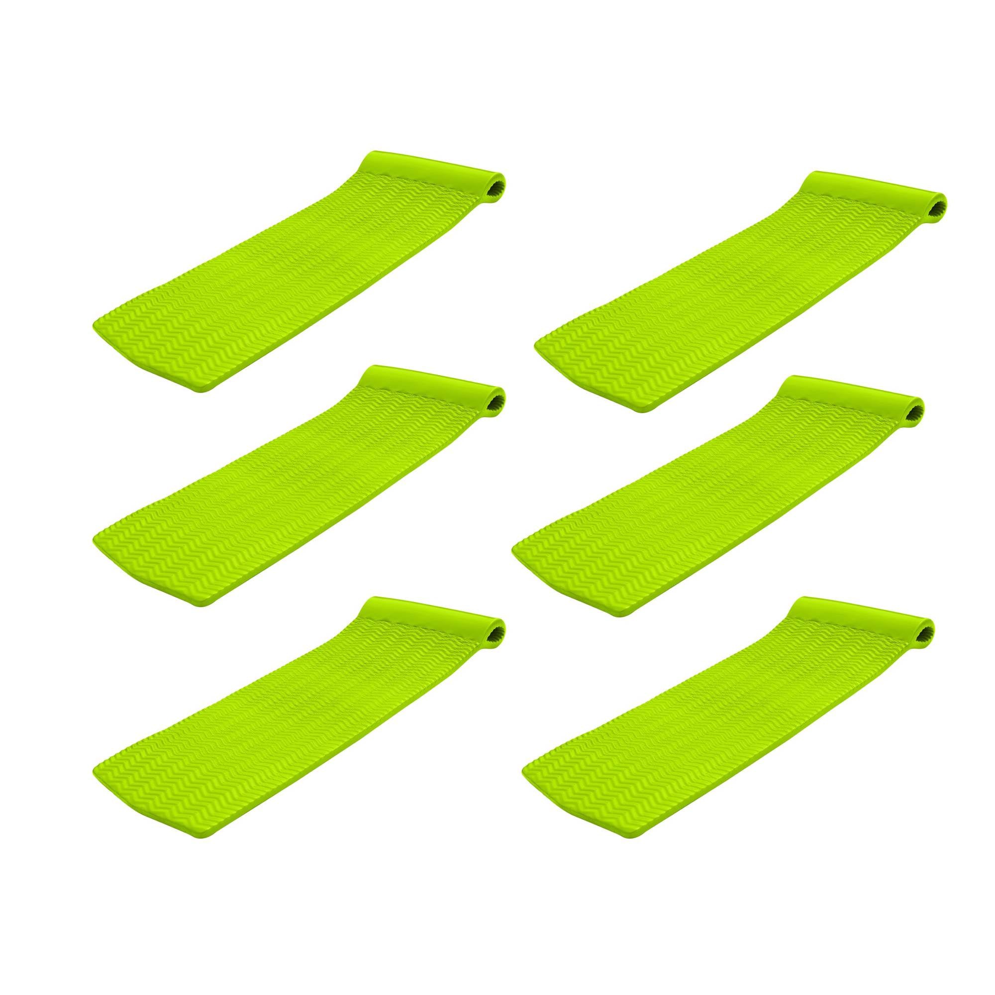 TRC Recreation Serenity 70" Foam Mat Raft Pool Float, Lime Green (6 Pack)