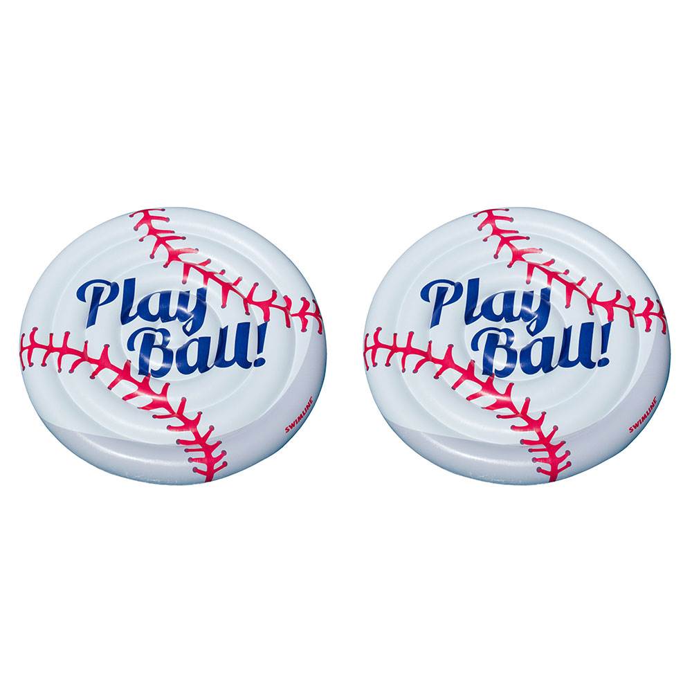 Swimline Giant Baseball Inflatable Swimming Pool Toy Raft Ride On Float (2 Pack)