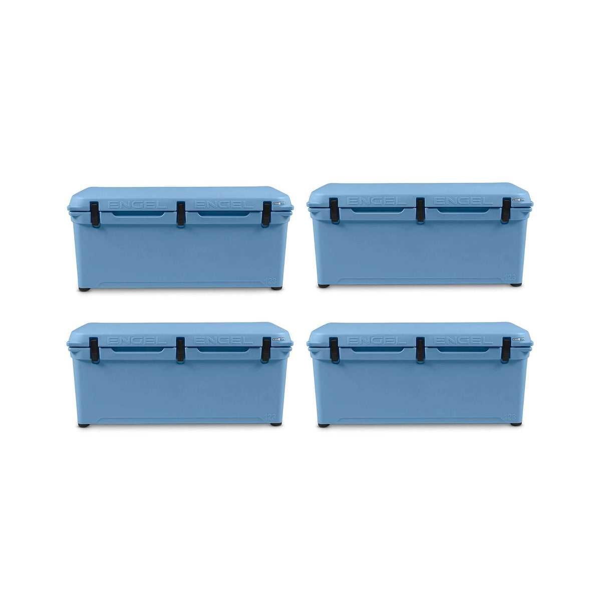 Engel 27 Gallon 130 Can 123 High Performance Molded Cooler, Arctic Blue (4 Pack)