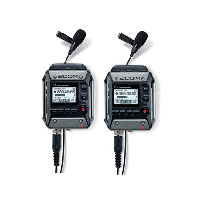Zoom F1 Field Digital Sound/ Voice Portable Recorder & Lavalier Mic (2 Pack)