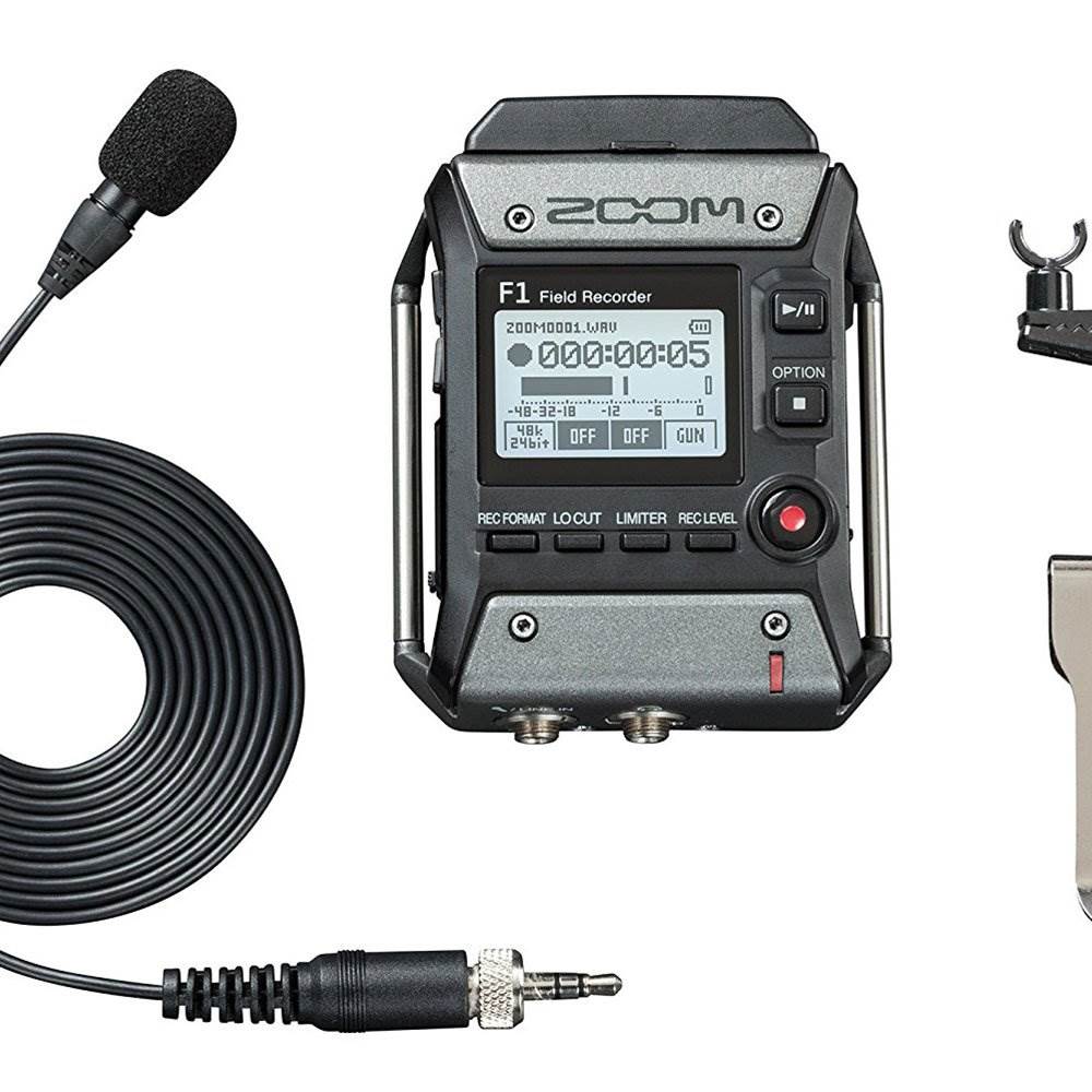 Zoom F1 Field Digital Sound/ Voice Portable Recorder & Lavalier Mic (2 Pack)