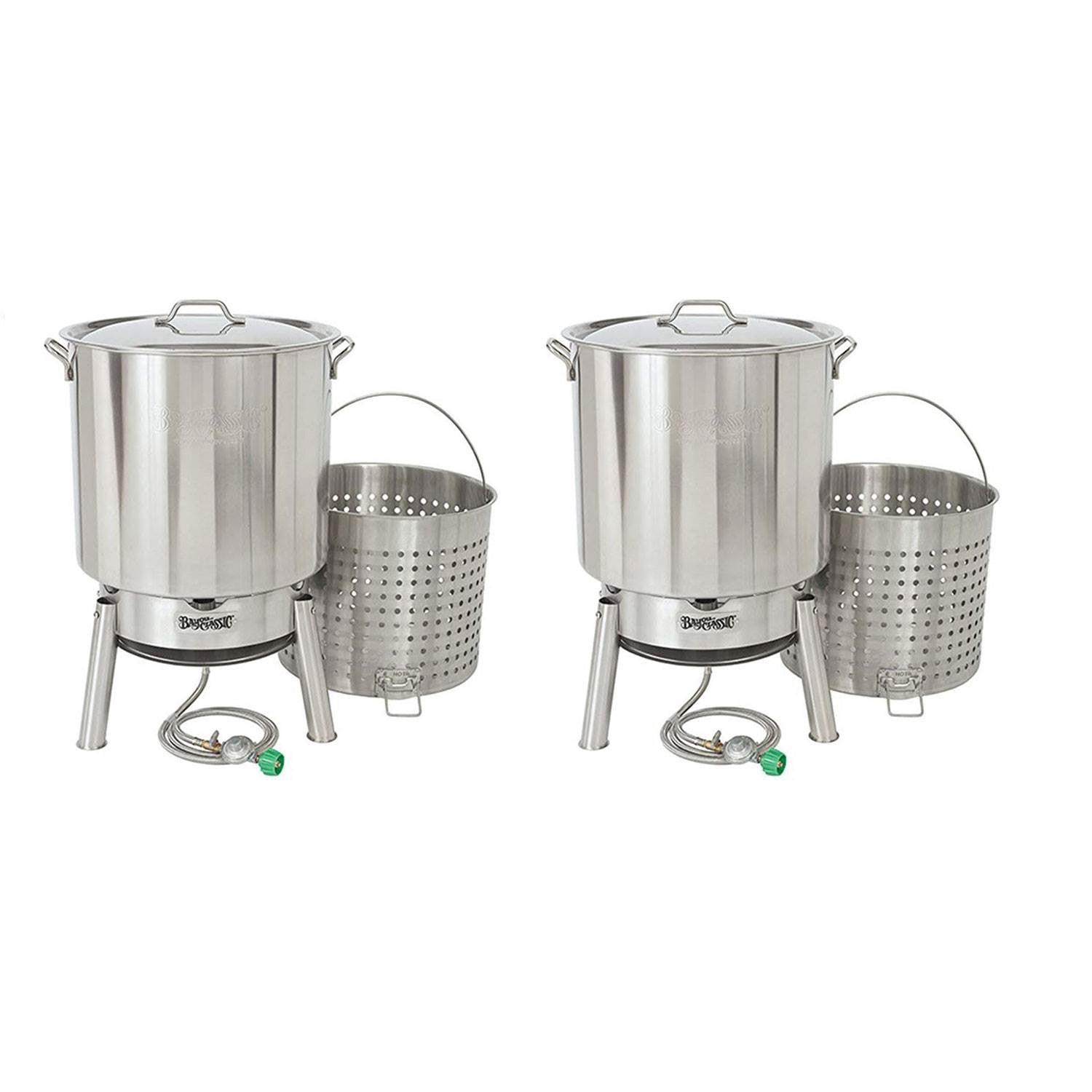 Bayou Classic Stainless Steel 82 Quart Seafood & Crawfish Cooker Kit (2 Pack)