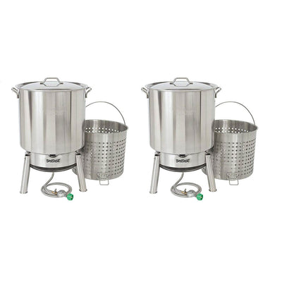 Bayou Classic Stainless Steel 82 Quart Seafood & Crawfish Cooker Kit (2 Pack)