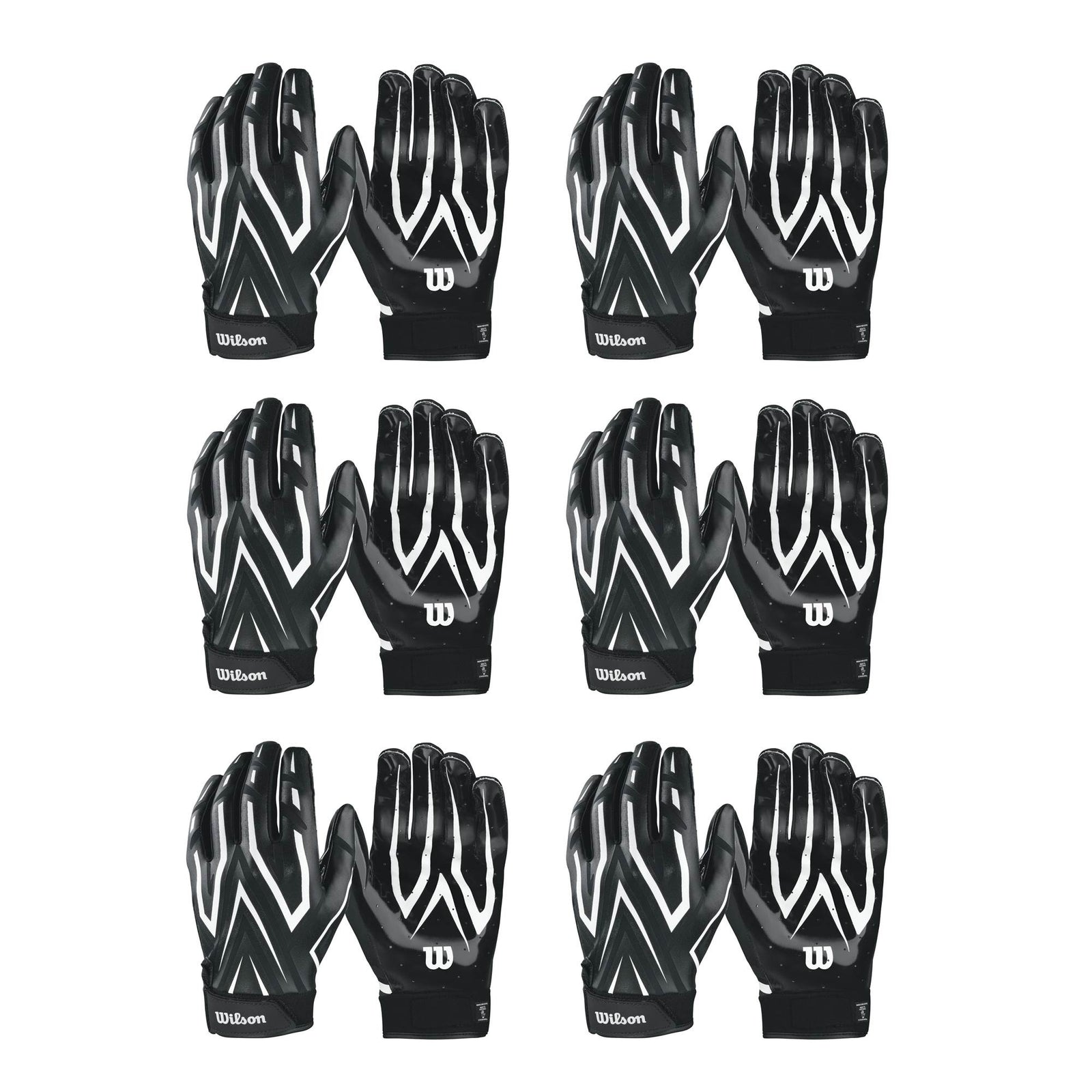 Wilson Black Adult MVP Clutch Skill Football Receiver Gloves, Small (6 Pack) - VMInnovations