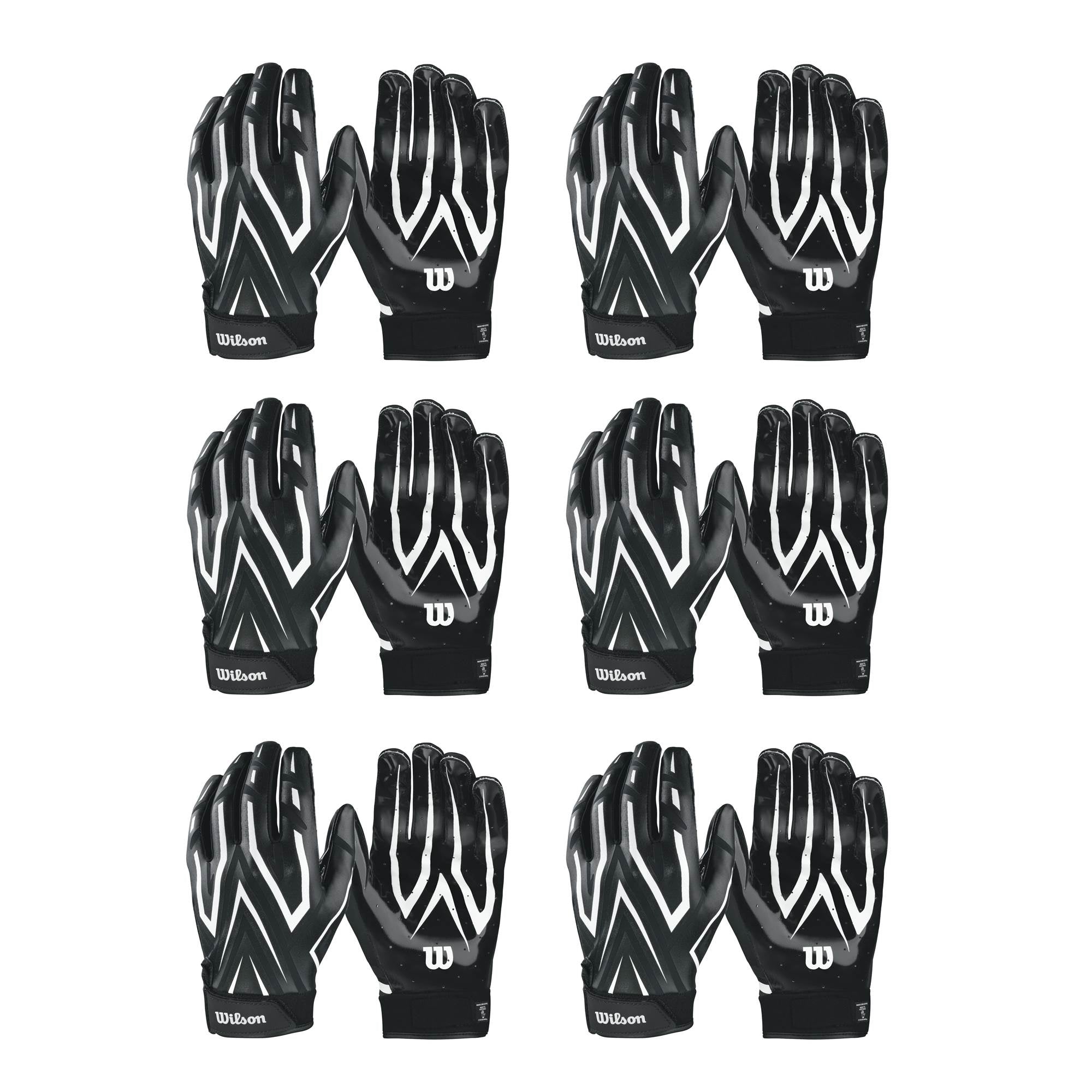 Wilson Black Adult MVP Clutch Skill Football Receiver Gloves, Small (6 Pack) - VMInnovations