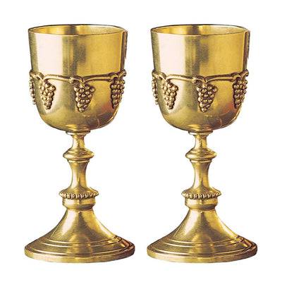 Design Toscano Olde World Grape Harvest Solid Brass 8 oz Chalice Goblet (2 Pack)