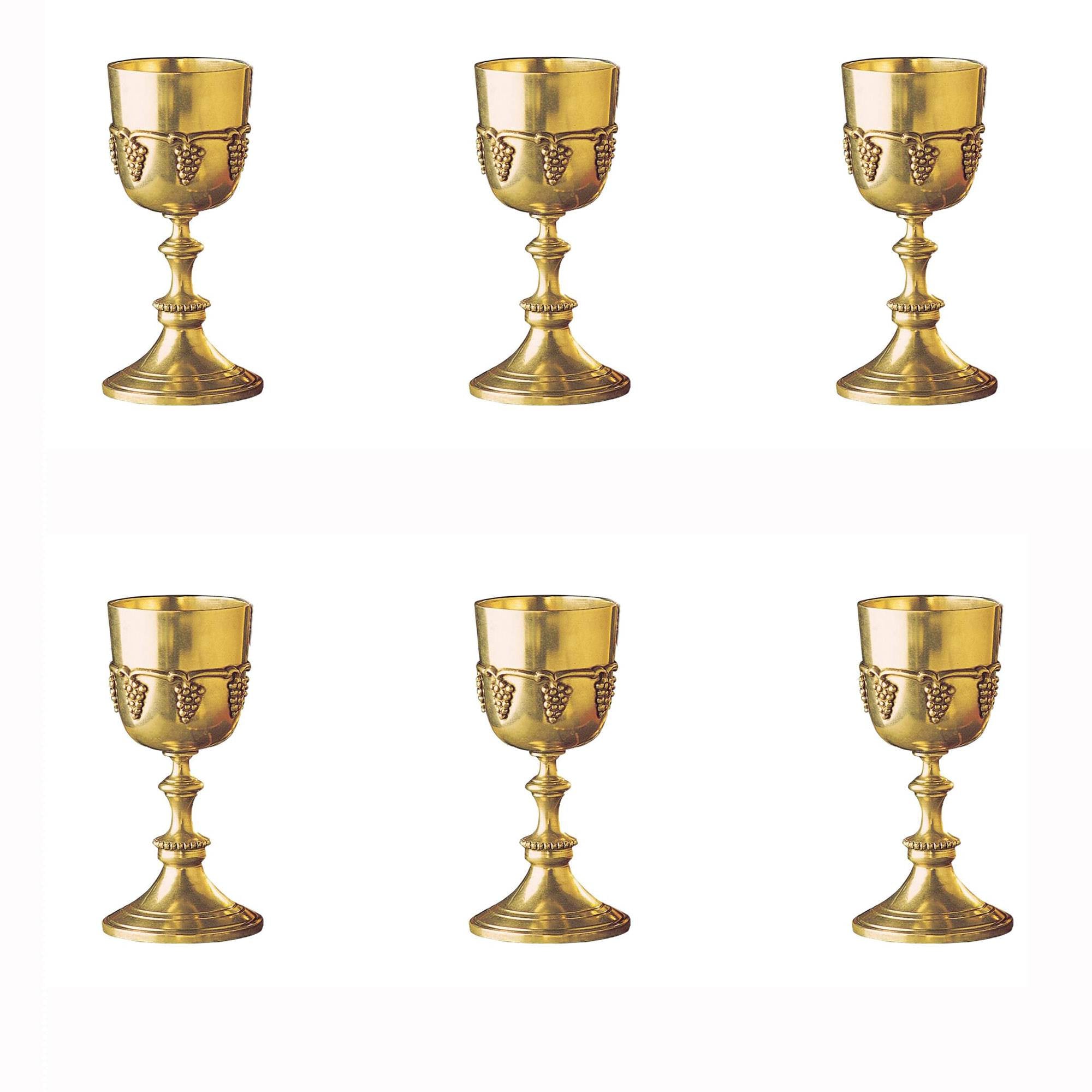Design Toscano Olde World Grape Harvest Solid Brass 8 oz Chalice Goblet (6 Pack)